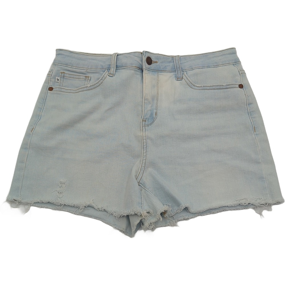 Judy Blue Light Wash High Waisted Distressed Raw Hem Denim Shorts Size L